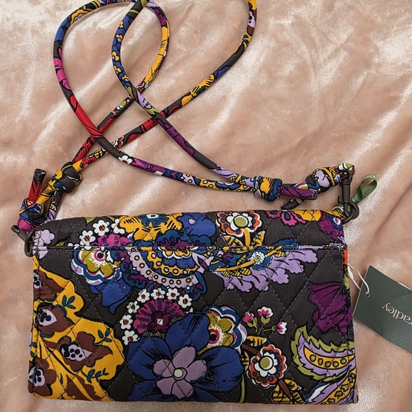 Vera Bradley Wildwood Wallet Crossbody in the Colorful Bouquet pattern - Picture 2 of 5